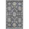 3' x 5' Blue and Beige Oriental Power Loom Non Skid Area Rug