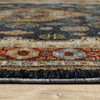 3' x 5' Blue Red Beige Orange Gold and Tan Oriental Power Loom Area Rug with Fringe