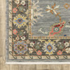 3' x 5' Blue Grey Gold Green Pink Orange Ivory and Red Oriental Power Loom Area Rug