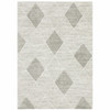 3' x 5' Grey and Ivory Geometric Power Loom Stain Resistant Area Rug