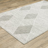 3' x 5' Grey and Ivory Geometric Power Loom Stain Resistant Area Rug