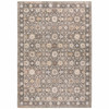 3' x 5' Grey and Ivory Oriental Power Loom Stain Resistant Area Rug with Fringe