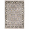 3' x 5' Grey and Blue Oriental Power Loom Stain Resistant Area Rug with Fringe