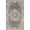 3' x 5' Grey and Ivory Oriental Power Loom Non Skid Area Rug