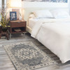 3' x 5' Grey and Ivory Oriental Power Loom Non Skid Area Rug