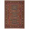 3' x 5' Red Blue Beige and Green Oriental Power Loom Stain Resistant Area Rug with Fringe
