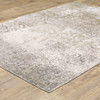 3' x 5' Ivory Grey Tan Brown and Beige Abstract Power Loom Stain Resistant Area Rug