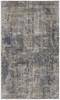 3' x 5' Blue and Beige Abstract Power Loom Distressed Non Skid Area Rug