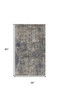 3' x 5' Blue and Beige Abstract Power Loom Distressed Non Skid Area Rug