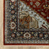 3' x 5' Blue Beige Grey Gold Green and Rust Red Oriental Power Loom Area Rug with Fringe