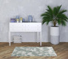 3' x 5' Green and Ivory Patchwork Distressed Stain Resistant Area Rug