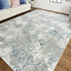 3' x 5' Green and Ivory Patchwork Distressed Stain Resistant Area Rug