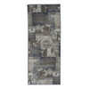3' x 8' Ivory Gray and Olive Floral Power Loom Distressed Stain Resistant Runner Rug