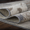 3' x 8' Ivory Gray and Olive Floral Power Loom Distressed Stain Resistant Runner Rug