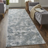 3' x 8' Green and Ivory Patchwork Distressed Stain Resistant Runner Rug