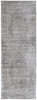 3' x 8' Gray Silver and Taupe Floral Power Loom Distressed Runner Rug