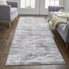 3' x 8' Taupe Tan and Orange Abstract Power Loom Distressed Stain Resistant Runner Rug