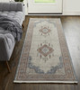 3' x 8' Gray Red and Blue Floral Power Loom Stain Resistant Runner Rug