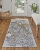 3' x 8' Gray Gold and Ivory Abstract Power Loom Runner Rug