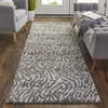 3' x 8' Gray Taupe and Ivory Abstract Power Loom Stain Resistant Runner Rug