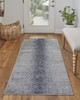 3' x 8' Ivory and Blue Abstract Power Loom Runner Rug