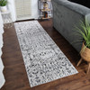 3' x 8' Platinum Floral Vines Power Loom Stain Resistant Runner Rug