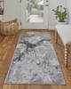 3' x 8' Gray and Ivory Abstract Power Loom Runner Rug