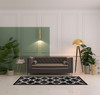 3' x 8' Black Geometric Stain Resistant Runner Rug