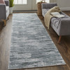 3' x 8' Blue and Gray Polka Dots Distressed Stain Resistant Runner Rug