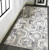 3' x 8' Gray Taupe and Silver Abstract Runner Rug