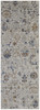 3' x 8' Ivory Orange and Blue Floral Power Loom Distressed Runner Rug with Fringe