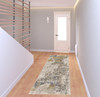 3' x 8' Ivory Gold and Gray Abstract Stain Resistant Runner Rug
