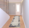 3' x 8' Black and Gray Damask Power Loom Distressed Stain Resistant Runner Rug