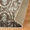 3' x 8' Tan and Brown Damask Distressed Stain Resistant Runner Rug