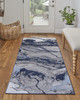 3' x 8' Blue Gray & Ivory Abstract Power Loom Runner Rug