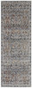 3' x 8' Tan Blue and Orange Floral Power Loom Distressed Runner Rug with Fringe