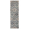 3' x 8' Ivory Blue and Gray Floral Stain Resistant Runner Rug