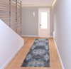 3' x 8' Blue Gray and Taupe Abstract Stain Resistant Runner Rug