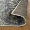 3' x 8' Teal and Gray Damask Distressed Stain Resistant Runner Rug