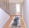 3' x 8' Blue Gray & White Abstract Stain Resistant Runner Rug