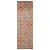 3' x 8' Ivory Orange and Gray Floral Stain Resistant Runner Rug