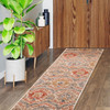 3' x 8' Ivory Orange and Gray Floral Stain Resistant Runner Rug