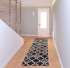 3' x 8' Chocolate Quatrefoil Power Loom Distressed Stain Resistant Runner Rug