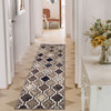 3' x 8' Ivory Quatrefoil Power Loom Distressed Stain Resistant Runner Rug