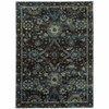 4' x 5' Navy and Blue Oriental Power Loom Stain Resistant Area Rug