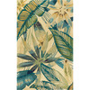 4' x 5' Ivory or Teal Tropical Leaves Wool Indoor Area Rug