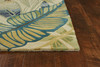 4' x 5' Ivory or Teal Tropical Leaves Wool Indoor Area Rug