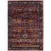 4' x 5' Red Purple Gold and Grey Oriental Power Loom Stain Resistant Area Rug