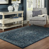 4' x 5' Blue and Brown Oriental Power Loom Stain Resistant Area Rug