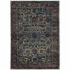 4' x 5' Blue and Purple Oriental Power Loom Stain Resistant Area Rug